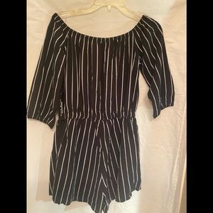 Haute Monde Romper with mid rise sleeves, very nice NWT Black/ White striped.